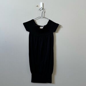 Baby Phat smocked stretch short sleeve Y2K black top